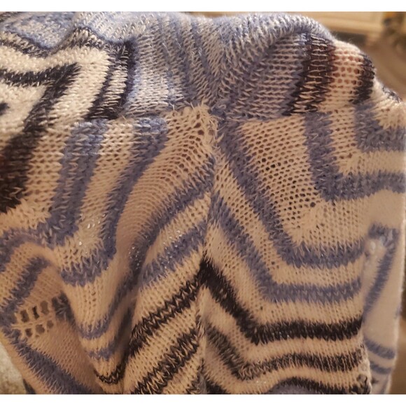 Ashley Stewart Sweater Womens XL Blue Chevron Tie Cold Shoulder Bell Sleeves - Picture 9 of 9